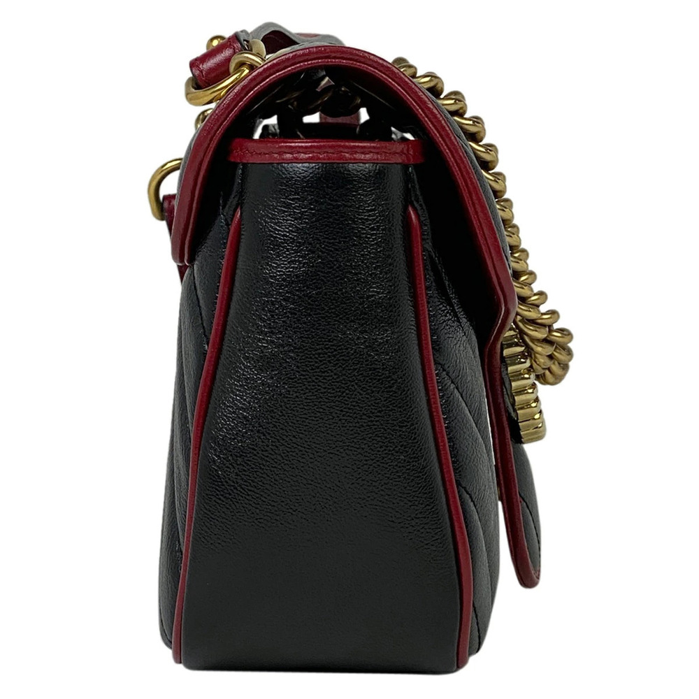 Gucci Marmont GG GG Red Crossbody Double Quilted Bag Black